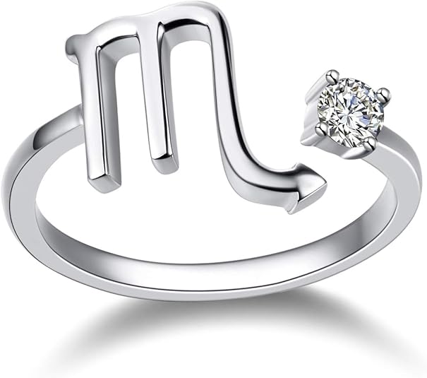 925 Sterling Silver Zodiac Sign Rings 12 Constellation Adjustable Ring Zodiac Jewelry Gift for Women - Aries Ring for men