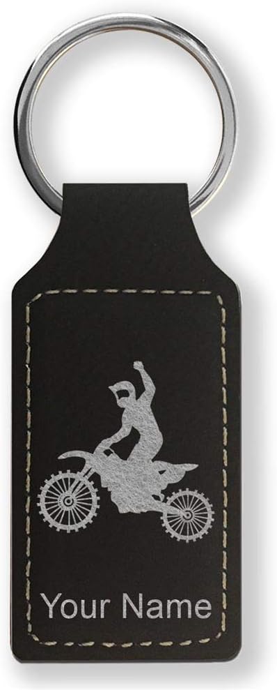 Rectangle Keychain, Motocross, Personalized Engraving Included - Aries Keychain for men