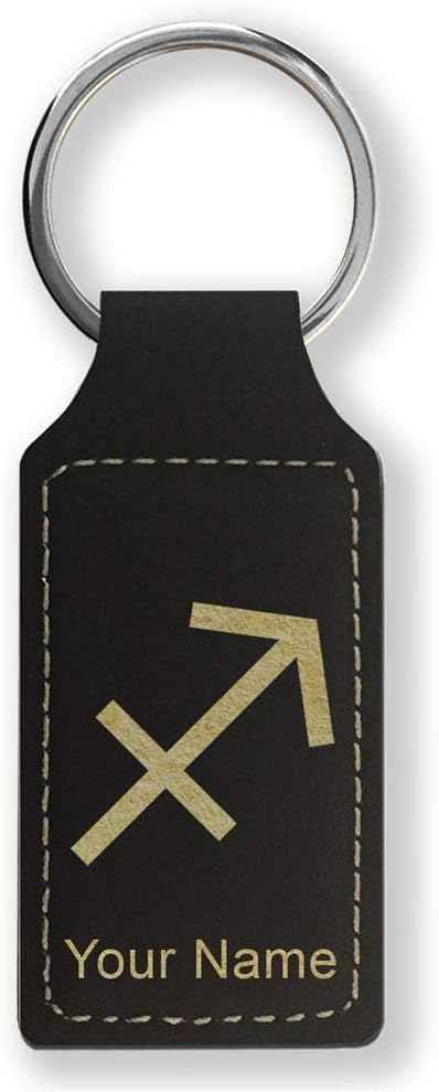 Rectangle Keychain, Zodiac Sign Sagittarius, Personalized Engraving Included - Aries Keychain for men