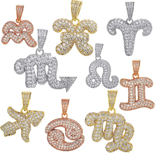 HarlemBling Real Solid 925 Sterling Silver Zodiac Sign Pendant - For Men Or Women - Iced Necklace - Taurus Products for men