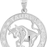 Sterling Silver Zodiac Sun Sign Symbol Unisex Men Women Jewlery Pendant With Chain - Taurus Products for men