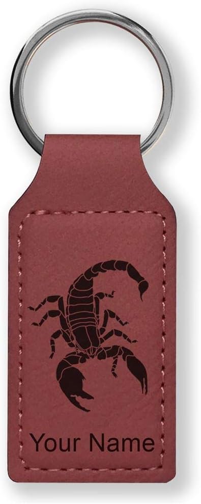 Rectangle Keychain, Scorpion, Personalized Engraving Included - Aries Keychain for men