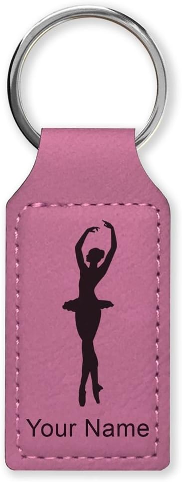 Rectangle Keychain, Ballet Dancer Woman, Personalized Engraving Included - Aries Keychain for men