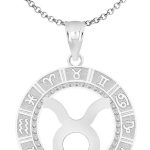 Sterling Silver Zodiac Sign Constellation Horoscope Symbol Unisex Men Women Jewlery Pendant Necklace With Chain - Taurus Products for men