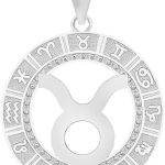 Sterling Silver Zodiac Sign Constellation Horoscope Symbol Pendant - Taurus Products for men