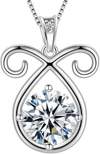 Zodiac Constellation Necklaces Women 925 Sterling Silver Crystal Birthstone Pendant Cubic Zirconia Birth Jewelry Charm Dating Jewelry - Aries Necklace for men