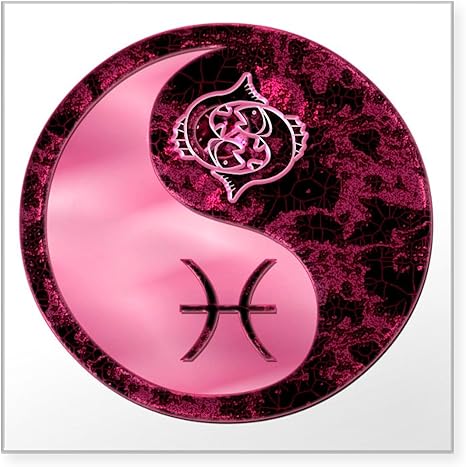 CafePress Pink Yin Yang Pisces Square Sticker 3 X 3 Square Bumper Sticker Car Decal - Pisces Car Accessories for men