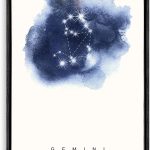 wall26 - Framed Canvas Wall Art - Constellation Gemini - Giclee Painting Wall Art for Bedroom Living Room Home Decoration - 24x36 inches - Gemini Canvas for men