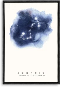 wall26 - Framed Canvas Wall Art - Constellation Scorpio - Giclee Painting Wall Art for Bedroom Living Room Home Decoration - 16x24 inches - Scorpio Canvas for men