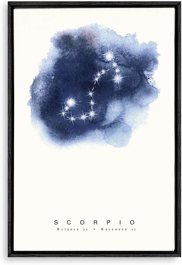 wall26 - Framed Canvas Wall Art - Constellation Scorpio - Giclee Painting Wall Art for Bedroom Living Room Home Decoration - 16x24 inches - Scorpio Canvas for men