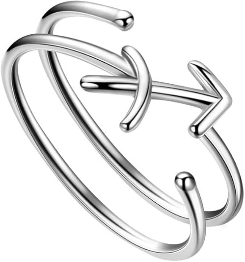 Sagittarius Zodiac Sign Ring Adjustable 925 Sterling Silver Celestial Minimalist Ring Astrology Statement Ring for Women Teenager November December Birthday Gift Engagement Bridesmaid Gift FR0002S - Aries Ring for men
