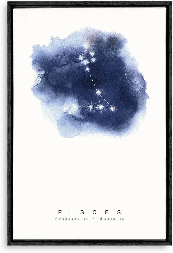 wall26 - Framed Canvas Wall Art - Constellation Pisces - Giclee Painting Wall Art for Bedroom Living Room Home Decoration - 16x24 inches - Pisces Canvas for men