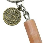Zodiac Crystal Stone Keychain Natural Rose Stone/Red Agate/Aventurine Healing Crystal Keychain - Pisces Car Accessories for men