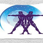 Lunarable Gemini Tapestry, Zodiac Sign Composition with 2 Male and Star Globe, Wide Wall Hanging for Bedroom Living Room Dorm, 80" X 60", Purple Azure Blue - Gemini Blanket for men