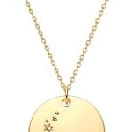 MEVECCO Gold Necklace Coin Disc Zodiac 12 Constellation Star Connected Engraved Horoscope Sign Astrology Pendant 18K Gold Plated Chain Dainty Personalized Simple Jewelry - Pisces for men