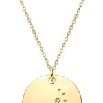 MEVECCO Gold Necklace Coin Disc Zodiac 12 Constellation Star Connected Engraved Horoscope Sign Astrology Pendant 18K Gold Plated Chain Dainty Personalized Simple Jewelry - Scorpio Products for men
