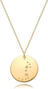 MEVECCO Gold Necklace Coin Disc Zodiac 12 Constellation Star Connected Engraved Horoscope Sign Astrology Pendant 18K Gold Plated Chain Dainty Personalized Simple Jewelry - Scorpio Products for men