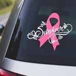 CLIFFBENNETT Breast Cancer, Awareness Ribbon, Survivor Ribbon, Auto Decal, Vinyl Decal, Window Sticker, Cancer Survivor, Survivor, Ribbon, Awareness - Cancer Car Accessories for men