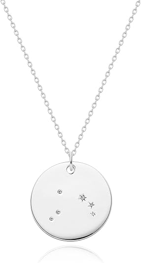MEVECCO Gold Necklace Coin Disc Zodiac 12 Constellation Star Connected Engraved Horoscope Sign Astrology Pendant 18K Gold Plated Chain Dainty Personalized Simple Jewelry - Aries for men