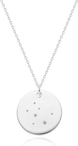 MEVECCO Gold Necklace Coin Disc Zodiac 12 Constellation Star Connected Engraved Horoscope Sign Astrology Pendant 18K Gold Plated Chain Dainty Personalized Simple Jewelry - Taurus for men