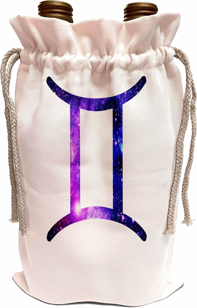 3dRose Wine Bag - Gemini horoscope symbol - zodiac glyph astrological twins star sign Astrology - Gemini Canvas for men