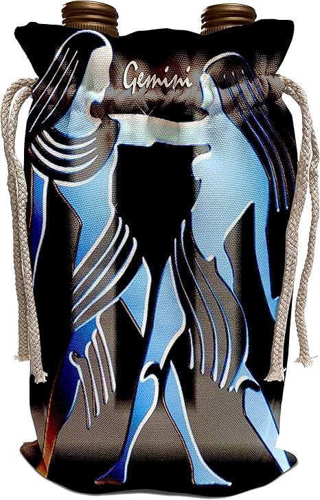 3dRose Zodiac Signs Horoscope - Gemini Zodiac Sign - Wine Bag (wbg_920_1) - Gemini Canvas for men