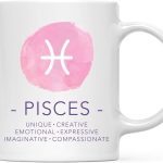 Andaz Press Astrological Zodiac Star Sign 11oz. Coffee Mug Gift, Pisces Characteristics Qualities Watercolor, 1-Pack, Horoscope Pisces Birthday Christmas Office Cup Gifts Ideas - Pisces for men