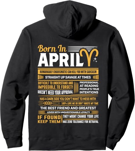 Born In April Aries Funny Birthday Gift Pullover Hoodie - Aries Earrings for men