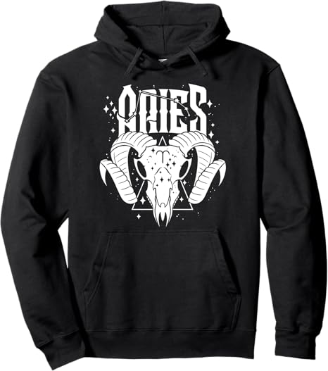 Blackcraft Zodiac Signs Aries Skull Constellation Fire Witch Pullover Hoodie - Aries Hoodie for men