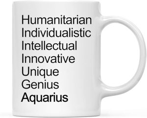 Andaz Press Astrological Zodiac Star Sign 11oz. Coffee Mug Gift, Aquarius Characteristics Qualities Modern, 1-Pack, Horoscope Aquarius Birthday Christmas Office Cup Gifts Ideas - Aquarius Mug for men