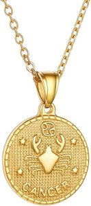 GOLDCHIC JEWELRY Gold Zodiac Necklace for Women Men, Constellation Coin Horoscope Astrology Pendant Necklaces Lucky Jewelry - Pisces for men