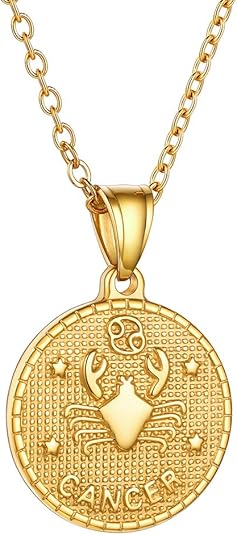 GOLDCHIC JEWELRY Gold Zodiac Necklace for Women Men, Constellation Coin Horoscope Astrology Pendant Necklaces Lucky Jewelry - Pisces for men