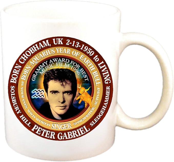 Peter Gabriel Singer 11 Oz Cup, Astrology Aquarius Zodiac Earth Bull - Aquarius Mug for men