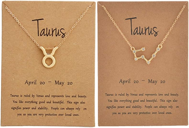 2Pcs Libra Scorpio Necklace Zodiac Necklace for Women Constellation Necklace Horoscope Sign Necklaces Dating Essential Birthday Christmas Gifts - Taurus Products for men
