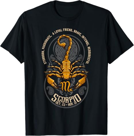 Scorpio Scorpion for Zodiac Horoscope Oct Nov Birthdays T-Shirt - Scorpio Products for men