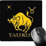 3dRose Alexis Design - Zodiac - Taurus Zodiac Sign. Image of a Bull, Star and a Symbol. Yellow, Black - Mousepad (mp_324622_1) - Taurus for men