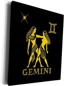 3dRose Museum Grade Canvas Wrap - Gemini Zodiac symbol. Image of twins, a star and a sign. Gift, charm Alexis Design - Zodiac - Gemini Canvas for men