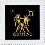6x6 inch Quilt Square - Gemini Zodiac Symbol. Image of Twins, a Star and a Sign. Gift, Charm Alexis Design - Zodiac - Gemini Blanket for men