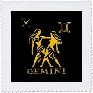 6x6 inch Quilt Square - Gemini Zodiac Symbol. Image of Twins, a Star and a Sign. Gift, Charm Alexis Design - Zodiac - Gemini Blanket for men