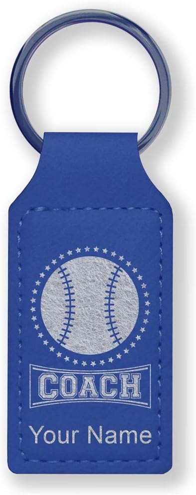 Rectangle Keychain, Baseball Coach, Personalized Engraving Included - Aries Keychain for men