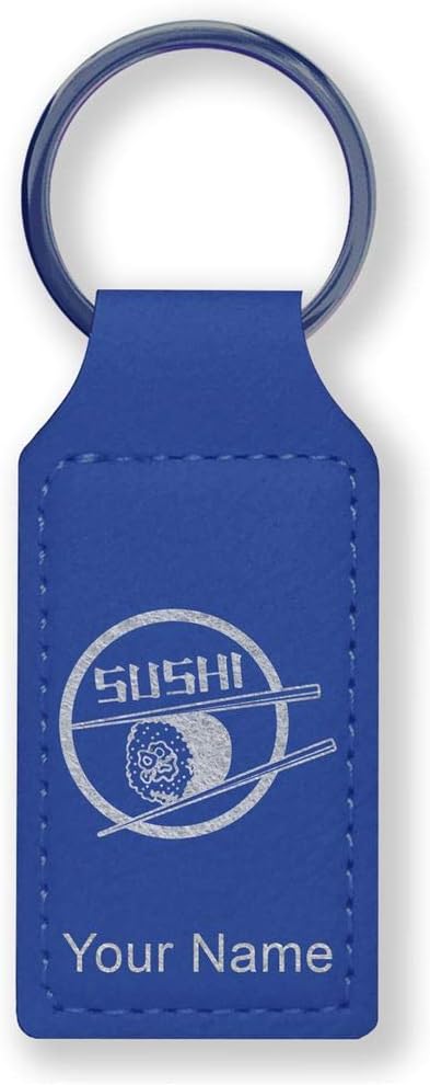 Rectangle Keychain, Sushi, Personalized Engraving Included - Aries Keychain for men