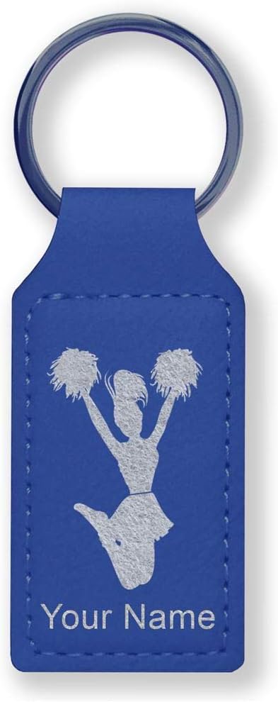 Rectangle Keychain, Cheerleader, Personalized Engraving Included - Aries Keychain for men