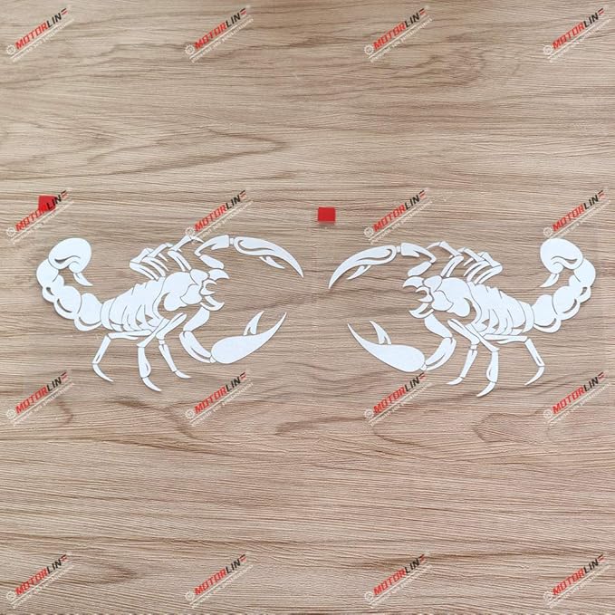 Pair Mirror Images 6'' White Scorpion Decal Bumper Sticker Car Vinyl - Scorpio Sticker for men
