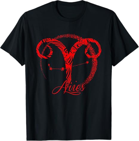 Red Aries Zodiac Sign Birthday Stars March April Horoscope T-Shirt - Aries T-Shirt for men