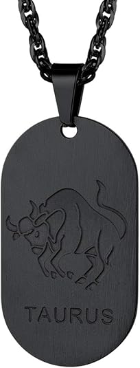 12 Constellations Dog Tag Pendant Necklace for Men Women Stainless Steel/18K Gold Plated Astrology Jewelry Zodiac Charm with Chain(with Gift Box) - Taurus Products for men