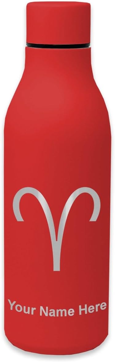 LaserGram Double Wall Stainless Steel Water Bottle, Zodiac Sign Aries, Personalized Engraving Included - Aries Mug for men