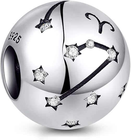 12 Zodiac Sign Birthday Charms - 925 Sterling Silver Charms Fits Women's Charm Bracelet & Necklace - Birthday Gifts for & Friends - Aries Bracelet for men