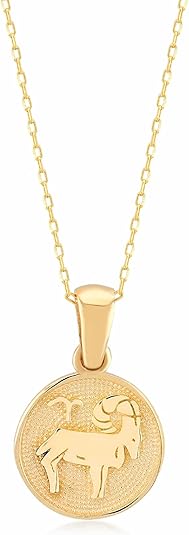 14K Solid Gold Zodiac Sign Necklace for Women - Aries Ring for men