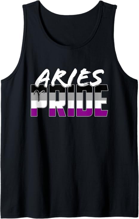 Asexual Aries Pride Flag Zodiac Sign Tank Top - Aries T-Shirt for men