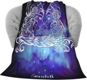 Delerain Gemini Soft Throw Blanket 40"x50" Lightweight Flannel Fleece Blanket for Couch Bed Sofa Travelling Camping for Kids Adults - Gemini Blanket for men